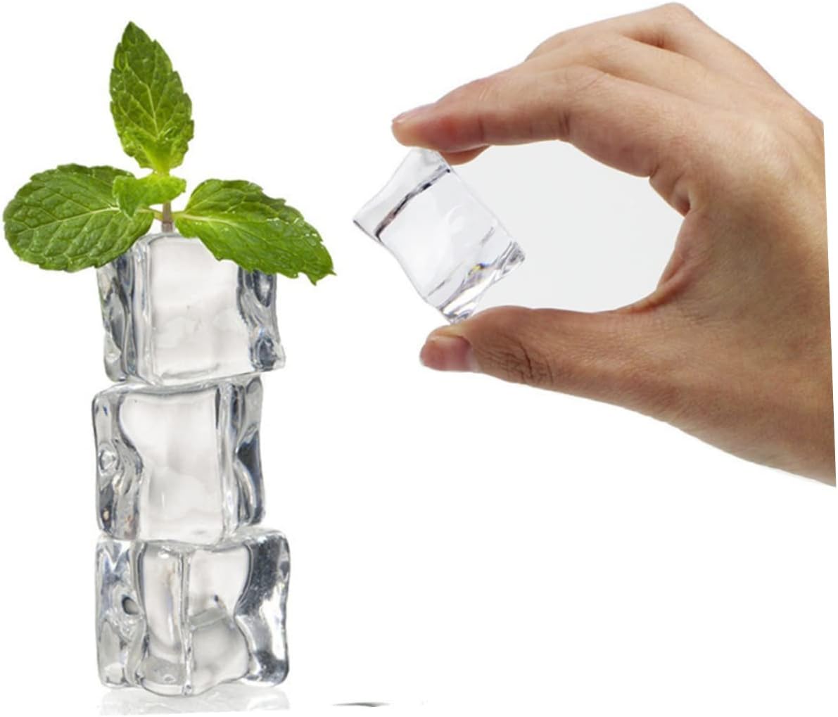 ODM PRETYZOOM 50Pcs Clear Fake Ice Cubes for Photography Props Kitchen Decoration Realistic Acrylic Ice Cubes for Parties Events and Display Ornaments Custom Logo Service