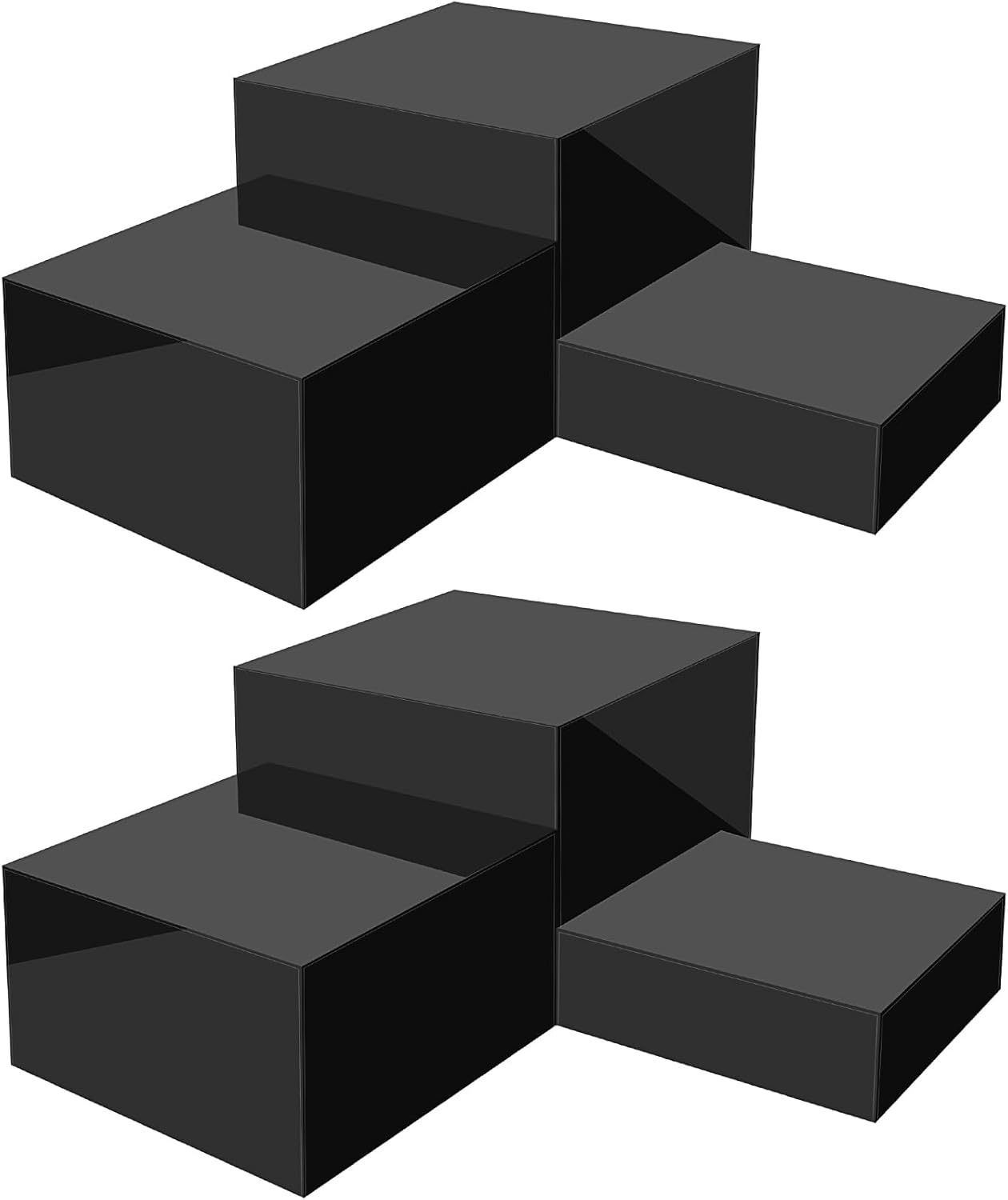 6 Pcs Buffet Risers,Food Risers for Buffet Display,Acrylic Cube Display Nesting Risers,Acrylic Riser Display Stand for Catering Dessert Collectibles Jewelry Figures Show,Black(6",7",8")