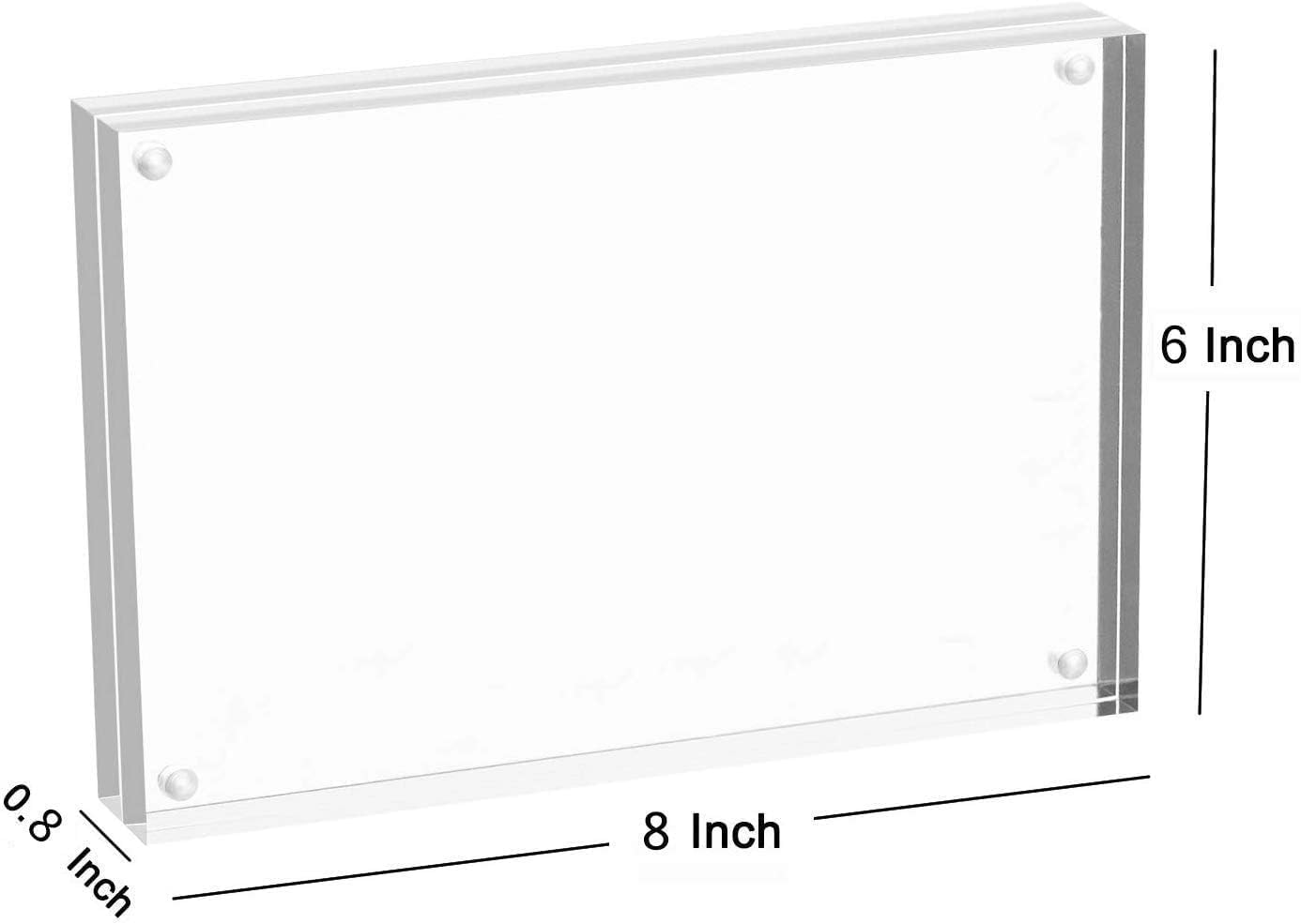 ODM Meetu 5 Pack Acrylic Picture Frame 6x8,Clear Freestanding Double Sided 20mm Thickness Frameless Magnetic Photo Frames Desktop Display with Gift Box Package Custom Mold Development