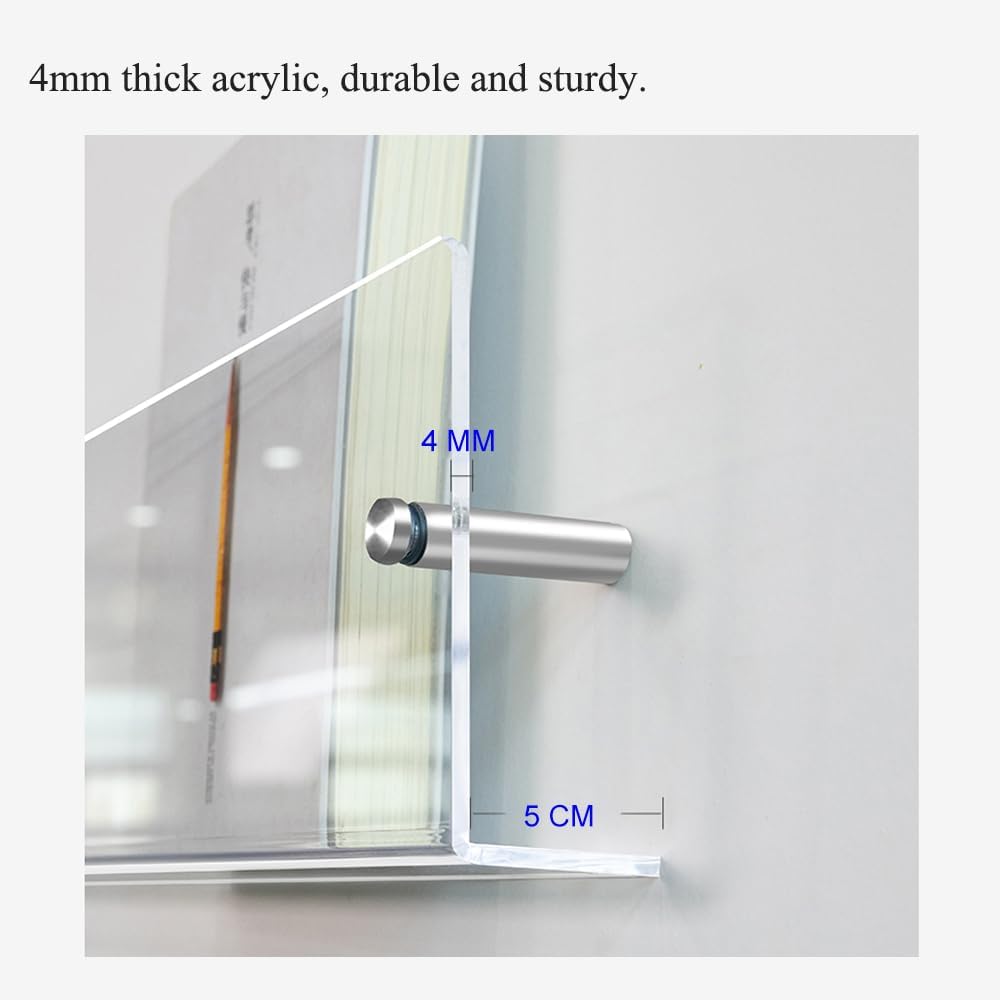 Wholesale DuvinDD 2 Pack Acrylic Magazine Holder Rack Brochure Holder Wall Mount 24 inch Clear Hanging Magazine Rack Floating Bookshelf for Literature Pamphlet Organizer for Room Office, with Mounting Kit China Factory Bulk Supply