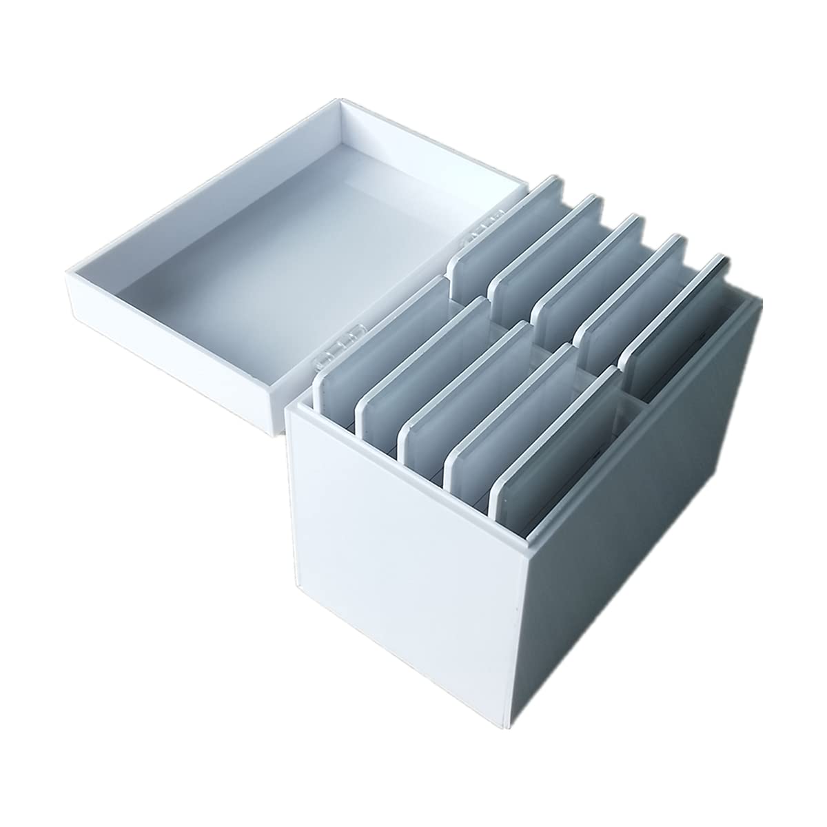 Private Label Acrylic Eyelash Storage Box, 10 Layers False Eyelashes Glue Pallet Holder Display Grafting Eye lashes Extension Close-Packed Display with 10 Pallets Makeup Organizer Custom Logo Service