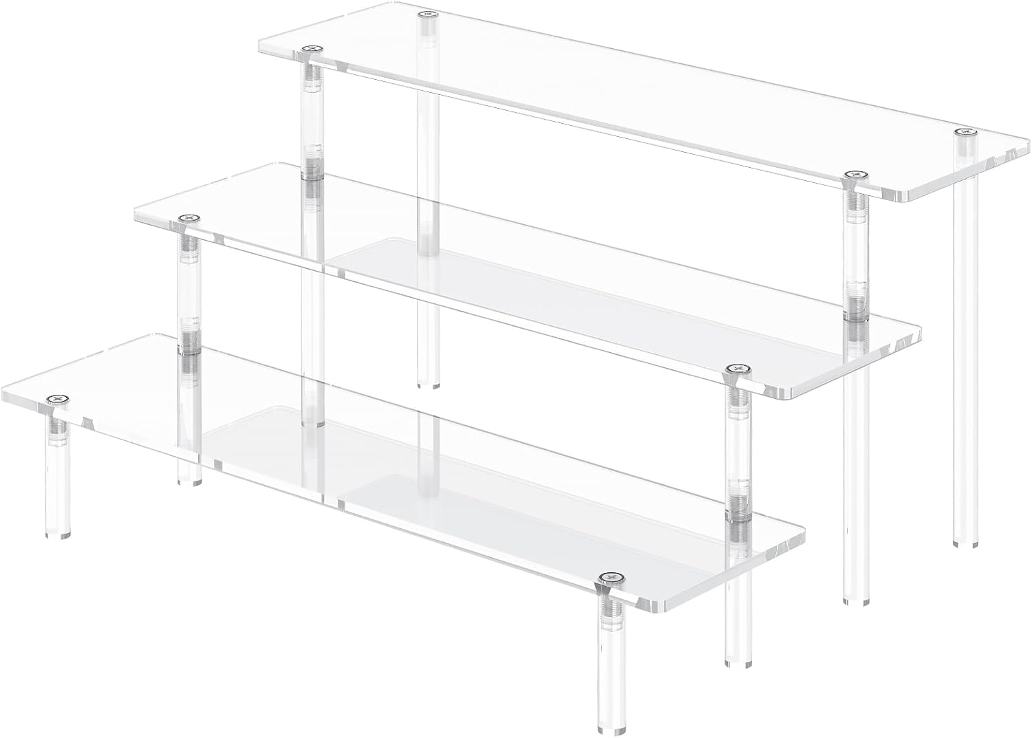 3 Tier Acrylic Display Risers, Large Perfume Organizer Stand, Clear Cupcake Stand Holder, Display Shelves for Figurines, Dessert Shelf for Party, Risers Display Stand for Decoration (1 Pack)