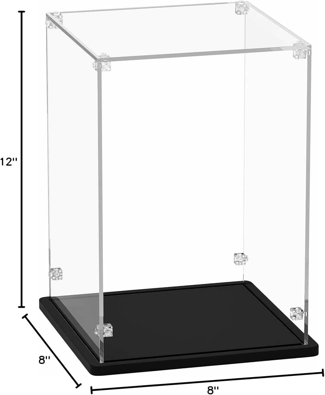 Wholesale OEM ODM Acrylic Display Case 8x8x12 inch - 3mm Thick Acrylic Display Box with Black Wooden Base, Assemble Dustproof Showcase Clear Display Case for Collectibles Figures Lego Helmet Doll Toys Models Factory & Supplier