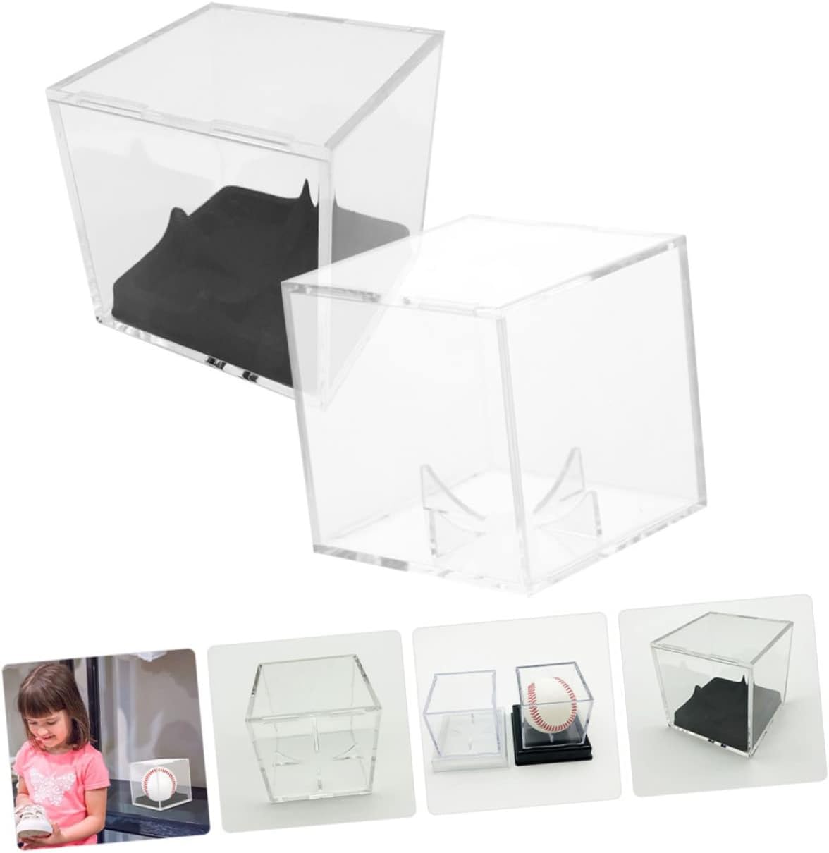 ODM 2Pcs Baseball Display Case Acrylic Durable Baseball Storage Box for Home and Shop UV Protected Baseball Holder for Memorabilia and Collectibles Custom Logo Service