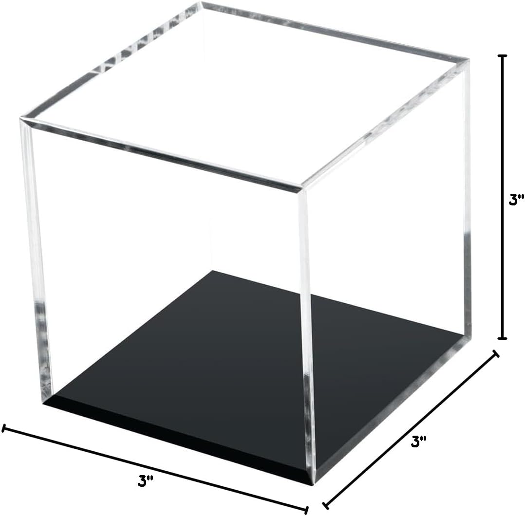ODM Clear Acrylic Boxes for Collectibles Display, Removable Countertop Storage Box Cube Organizer Stand Riser, Dustproof Protection Showcase for Crystals Minerals Slab Fossil Coral, 3x3x3Inch Custom Logo Service