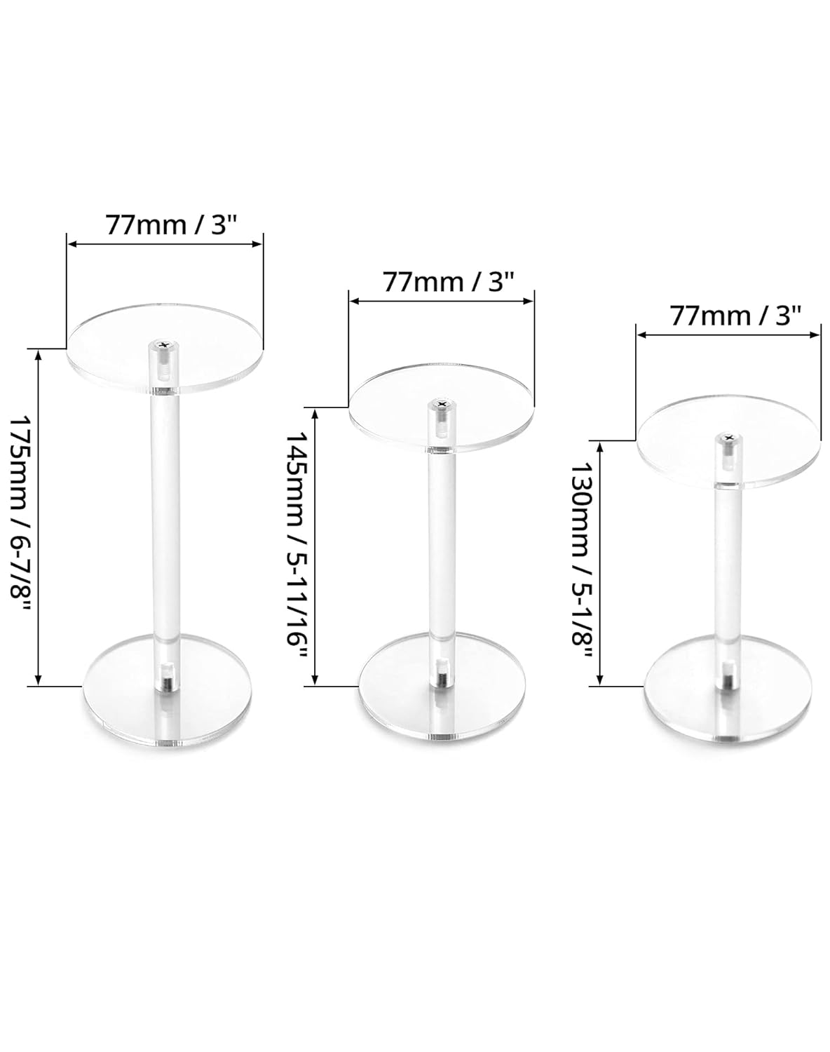 Private Label QWORK Round Acrylic Display Stand, Premium Clear Round Riser Stands, Set of 3 OEM Wholesale Manufacturer