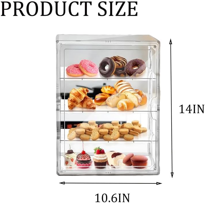 Wholesale OEM ODM Pastry Display Case Bread Box Acrylic Case Donut Cake Pie Cabinet Dessert Muffins Cookies for Kitchen Countertop 4-Tier Adjustable Clear Bread Storage with Magnetic Door(4 Floors) Factory & Supplier