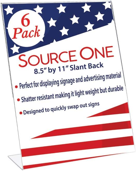 SOURCEONE.ORG Clear 8.5 X 11-Inches Acrylic Slant Back Sign Holder, Brochure Holder