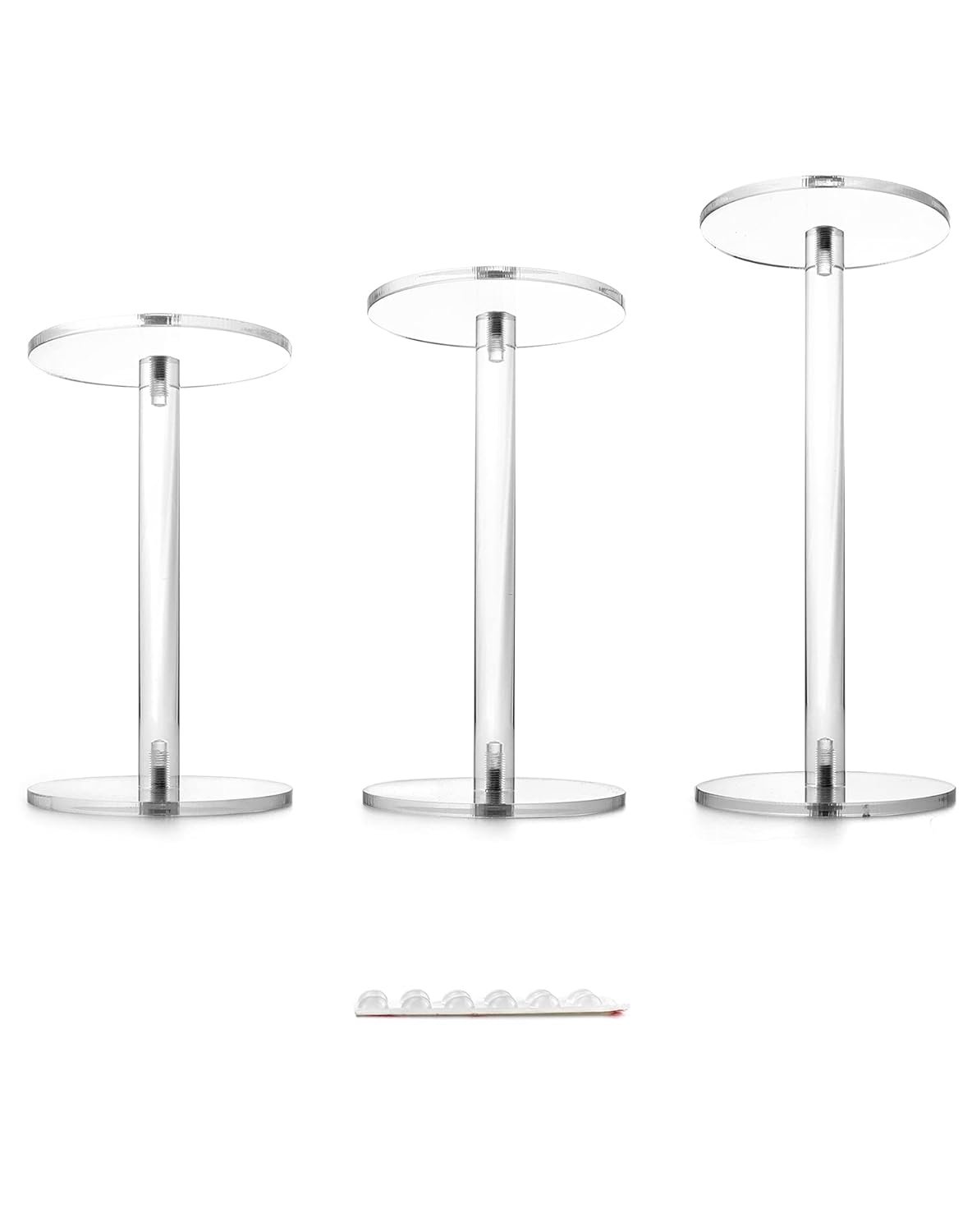 Private Label QWORK Round Acrylic Display Stand, Premium Clear Round Riser Stands, Set of 3 OEM Wholesale Manufacturer