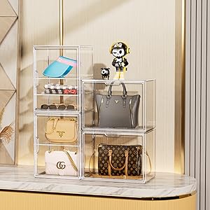 purse organizer handbag storage Large Countertop closet,Cosmetic Clear Acrylic Display Case box 
