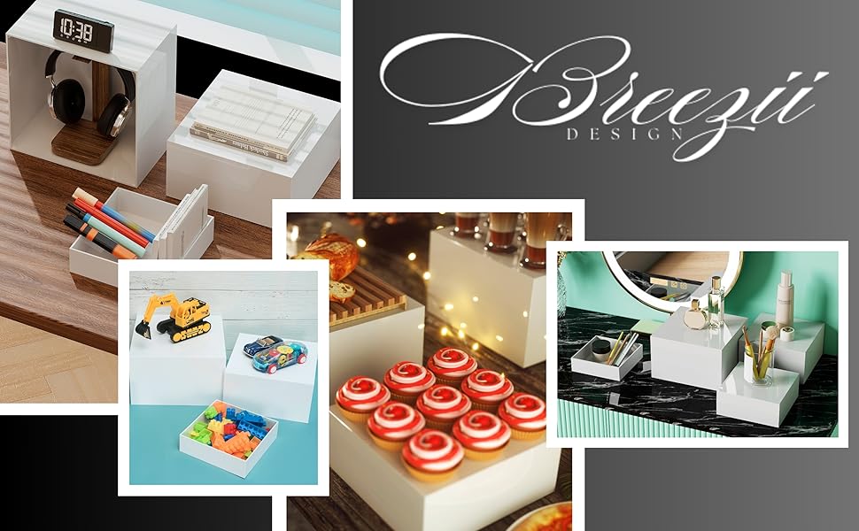 BreeziiDesign 10” Large Buffet Risers with Signs, Table Display Box Riser for Table Food Display 16
