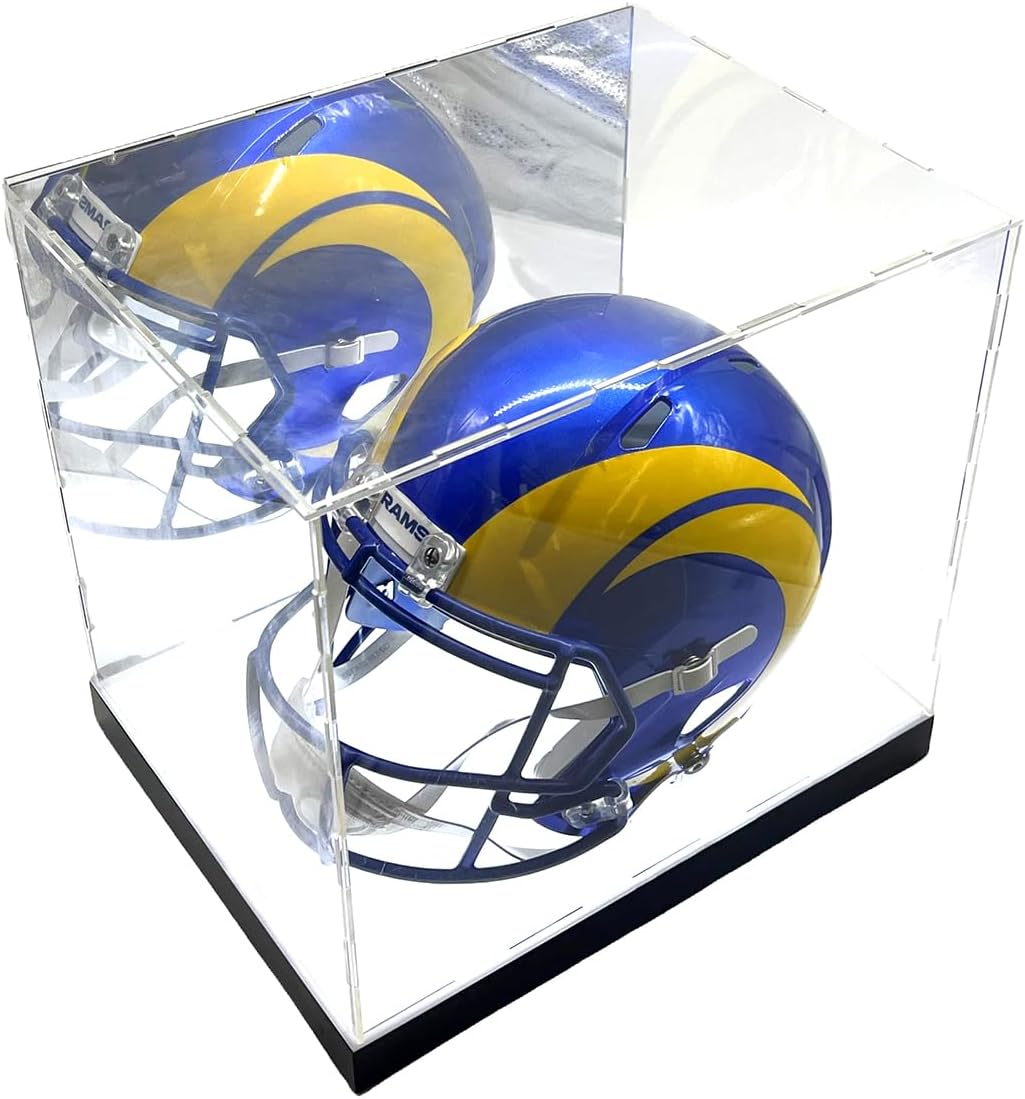 Private Label LED Lights Full Size Football Helmet Sneaker Mirror Memorabilia Storage Box Acrylic Display Case (Football Helmet Bottom) Ecommerce Ready Product