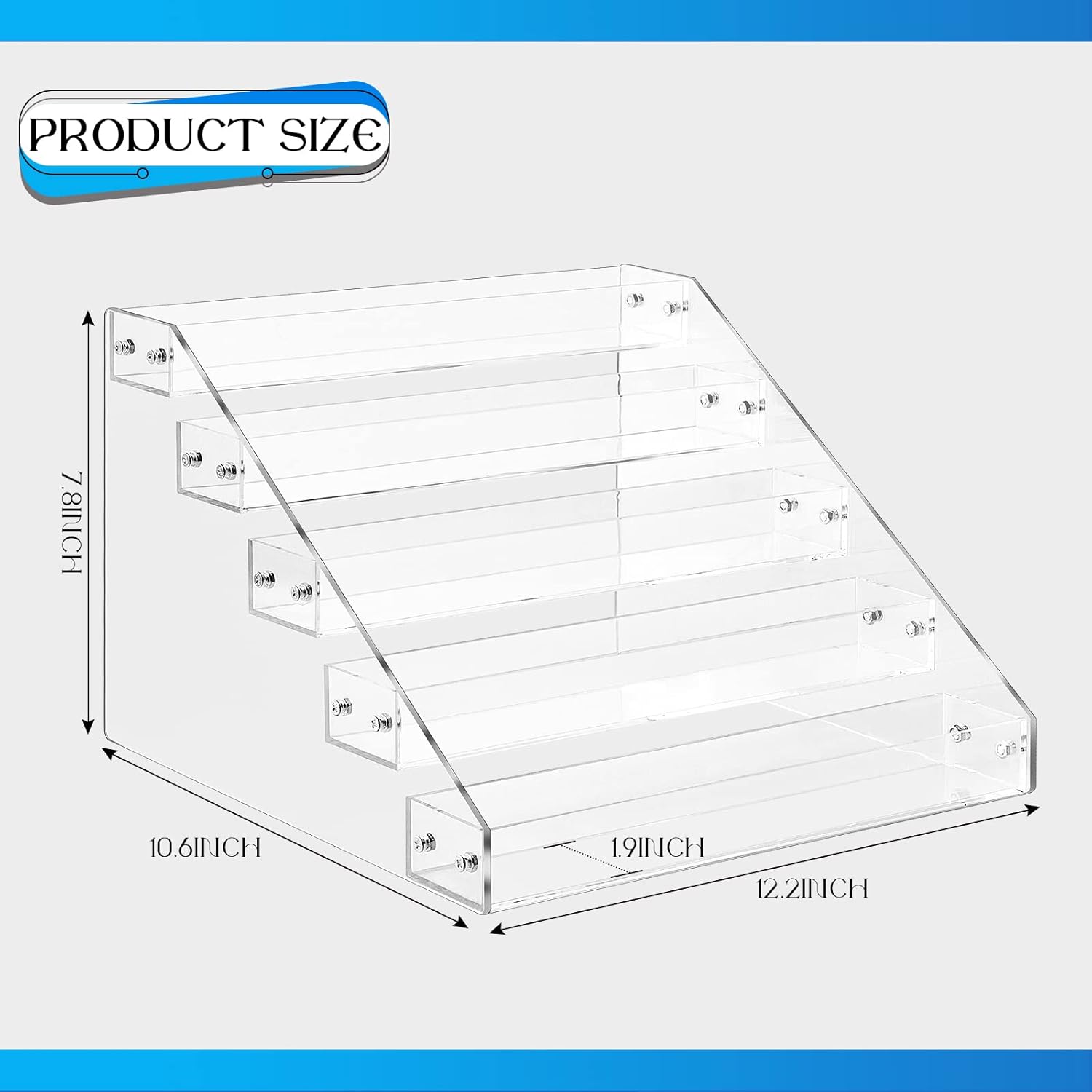 Private Label 2 Pcs Acrylic Tiered Spice Rack Organizer 5 Tier Vertical Seasoning Organizer Clear Spice Shelf Tiered Pantry Shelves for Cabinet Kitchen Countertop Storage Organization Display, 12.2 x 10.6 x 7.8 In Dropshipping Friendly