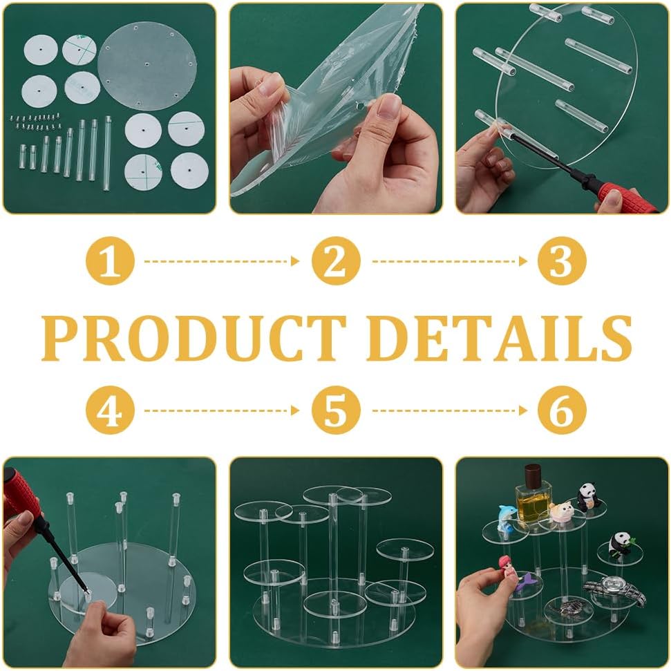 Private Label PH PandaHall Acrylic Riser Display Shelf 8-Tier Clear Risers Stand Multilevel Round Acrylic Stands Mini Figure Display Riser Stand Collectibles Organizer Holder for Cupcake Collectibles Christmas OEM Wholesale Manufacturer
