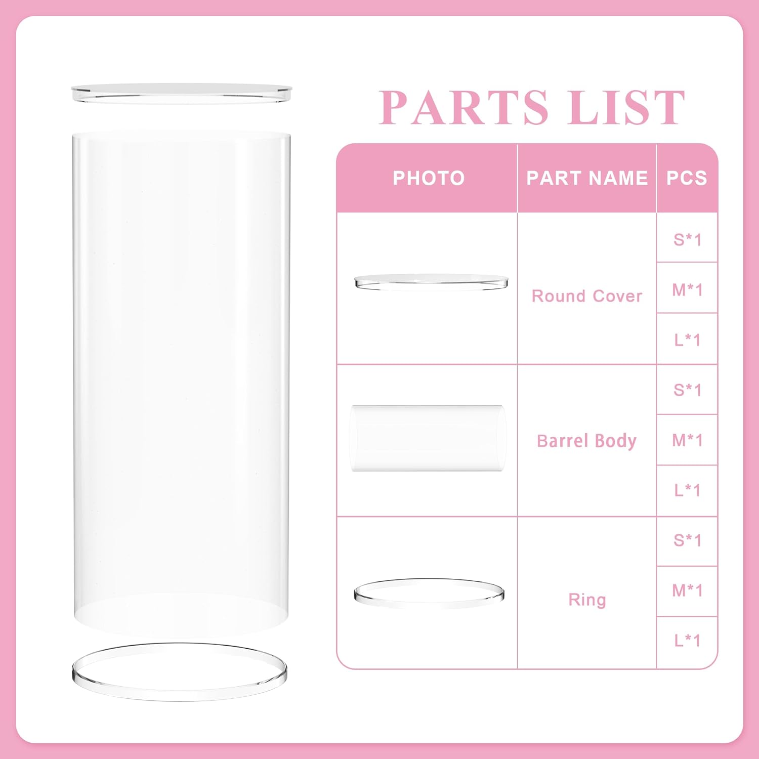Private Label Wokceer Cylinder Pedestal Stands for Party 3Pcs Large Round Cylinder Tables for Parties Pedestal Stand Display Plinth Pillars for Wedding Birthday Party Art Decor 35.4"",29.5"",23.6"" H, Clear D OEM Wholesale Manufacturer
