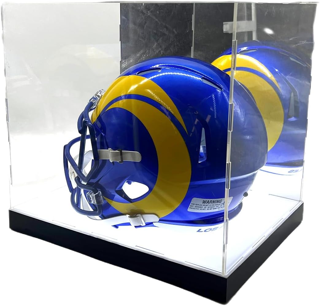 Private Label LED Lights Full Size Football Helmet Sneaker Mirror Memorabilia Storage Box Acrylic Display Case (Football Helmet Bottom) Ecommerce Ready Product