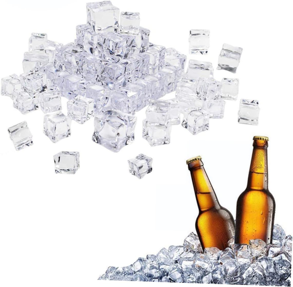 ODM PRETYZOOM 50Pcs Clear Fake Ice Cubes for Photography Props Kitchen Decoration Realistic Acrylic Ice Cubes for Parties Events and Display Ornaments Custom Logo Service