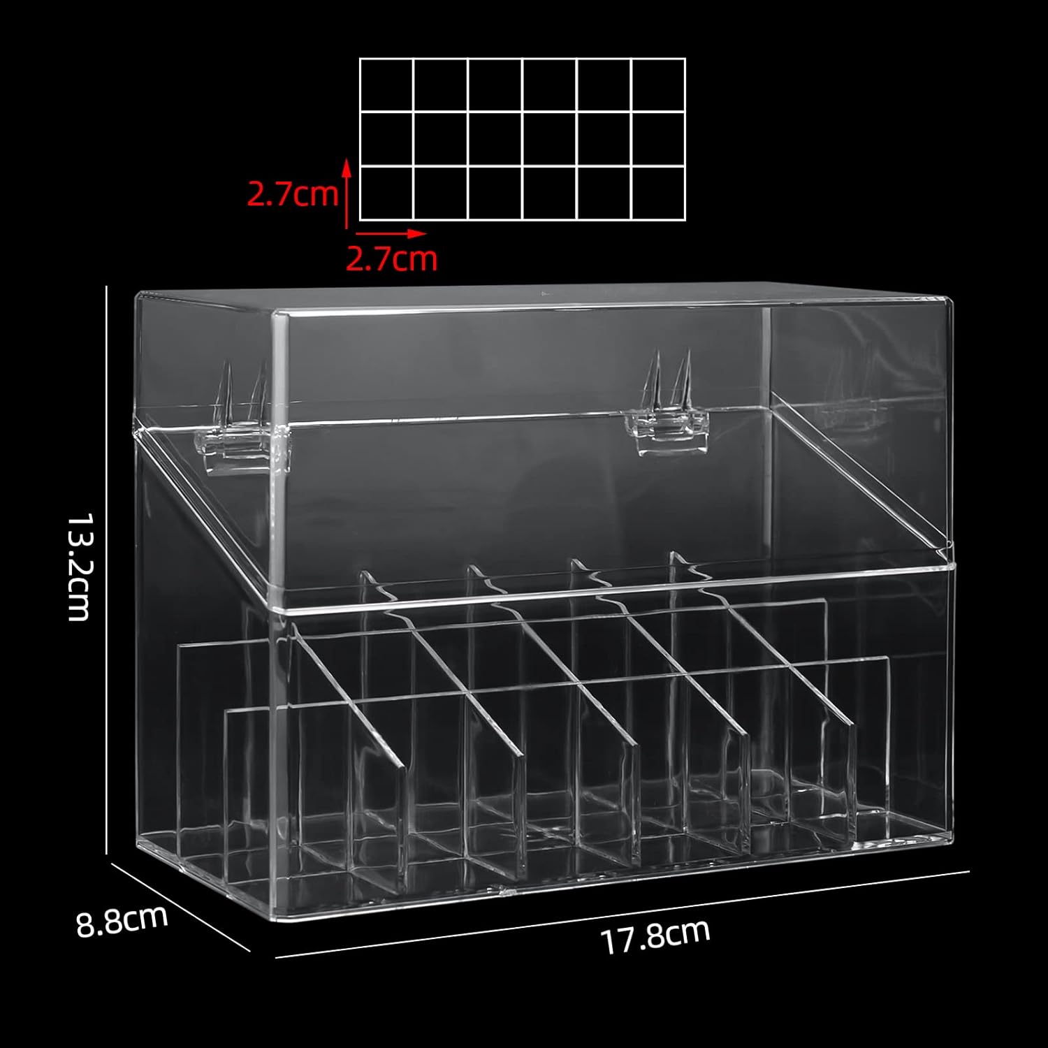 Private Label ATOMUS Lipstick Holder Display Case, 18 Slots Lipstick Organizer Storage with Dust Cover Transparent Acrylic Cosmetic Makeup Lipgloss Rack Holder Custom Logo Service