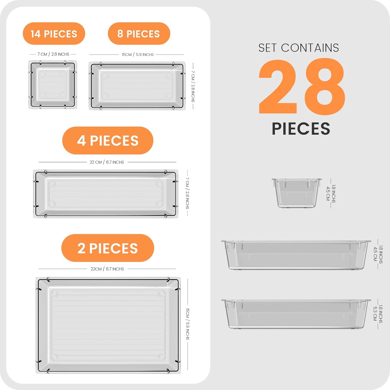 Private Label A-LuGei 【Crystal Design】 Clear Drawer Organizer,【Military Grade】 Acrylic Makeup Organizer, Bathroom Organizers and Storage, Organization and Storage, Organizer Bins for Office Vanity Kitchen Bedroom Factory Direct Price