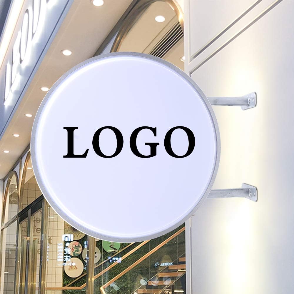 Private Label 20/24in LED Light Box Double Sided Round Light Box, Waterproof Advertising Projecting Sign, Advertising Light Box, Outdoor Round Projecting Light Box Signs for Outdoor Retail Store Advertising (20in) Ecommerce Ready Product