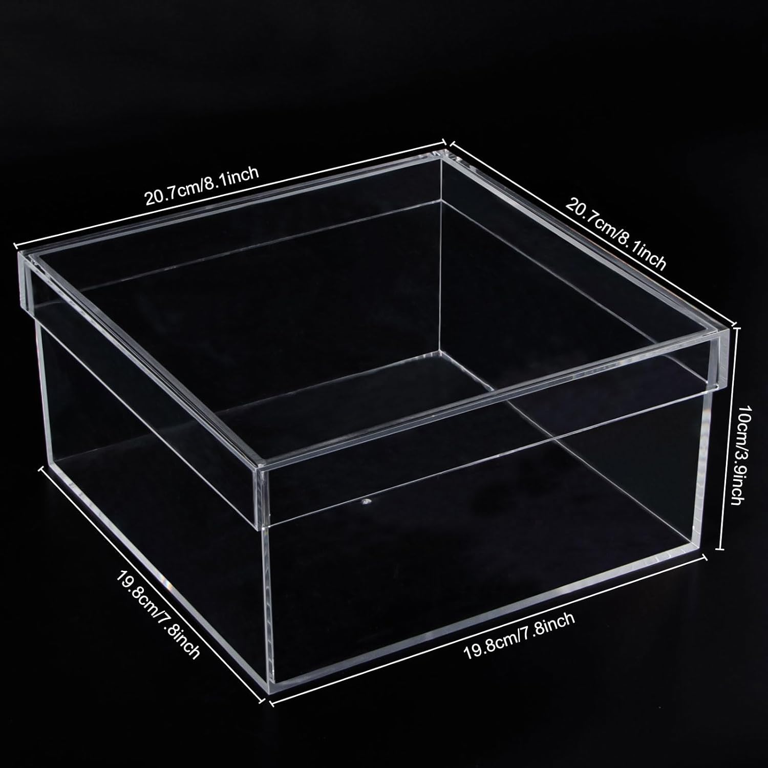 Private Label dedoot Large Clear Acrylic Box with Lid, 7.92x7.92x3.93 inches Clear Plastic Box for Organize, Acrylic Cube Storage Container Drawer Organizer for Vanity Jewelry Accessories, Small Items Custom Logo Service