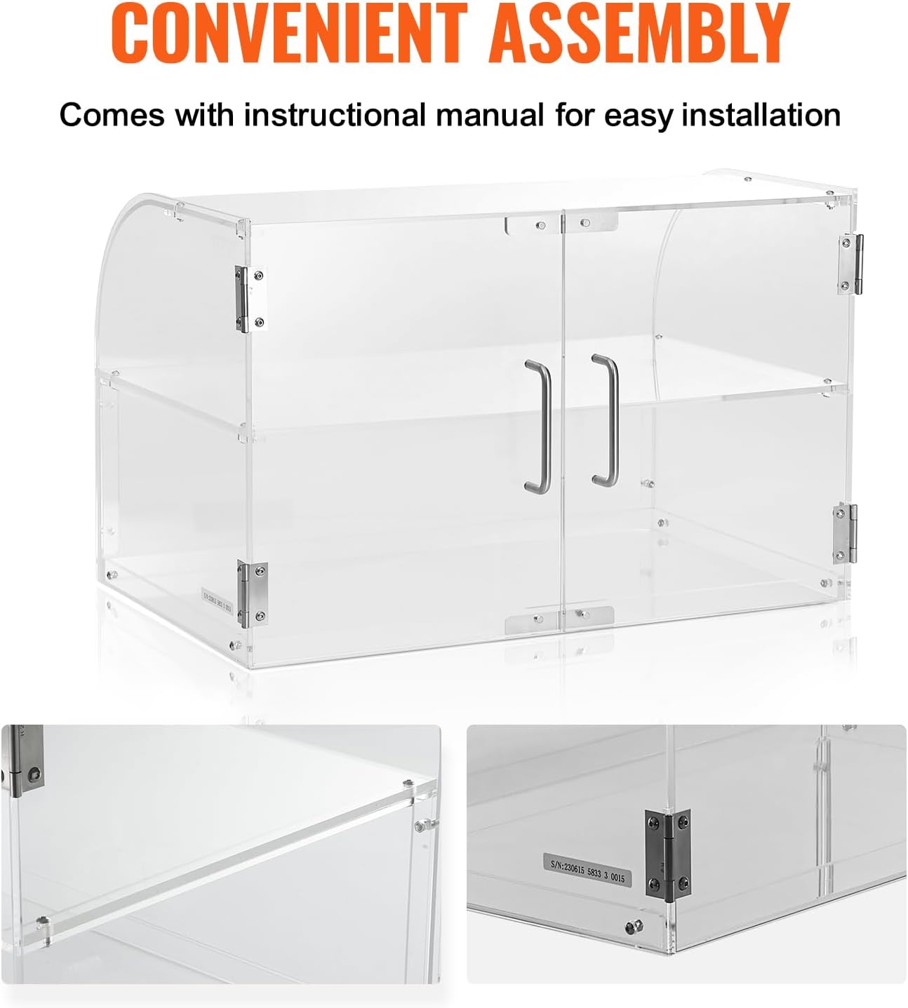 Wholesale OEM ODM VEVOR Pastry Display Case, 2-Tier Commercial Countertop Bakery Display Case, Acrylic Display Box with Rear Door Access & Removable Shelves, Keep Fresh for Donut Bagels Cake Cookie, 22"x14"x14" Factory & Supplier