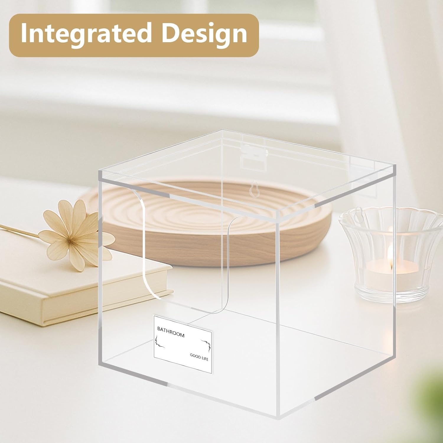 Private Label Disposable Face Towel Holder Box, Acrylic Storage Box Compatible with Clean Skin Club Face Towels XL, Makeup Organizer with Lid, Clear Acrylic Face Towel Holder for Bathroom, Vanity Makeup Custom Logo Service
