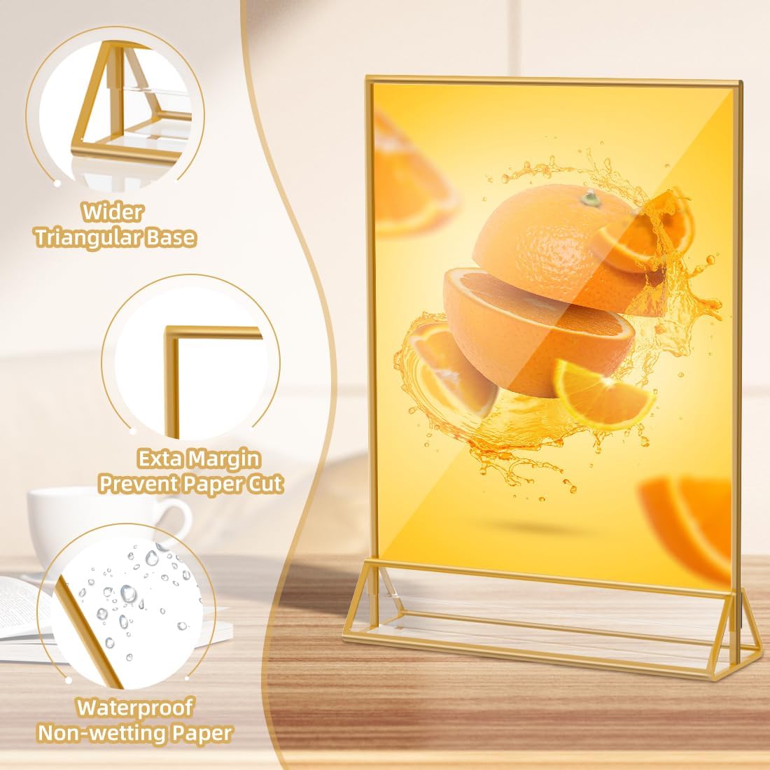 Wholesale Acrylic Sign Holder 8.5x11 Double Sided Flyer Holder Table Menu Display Stand for Wedding Table Number (6pcs) China Factory Bulk Supply
