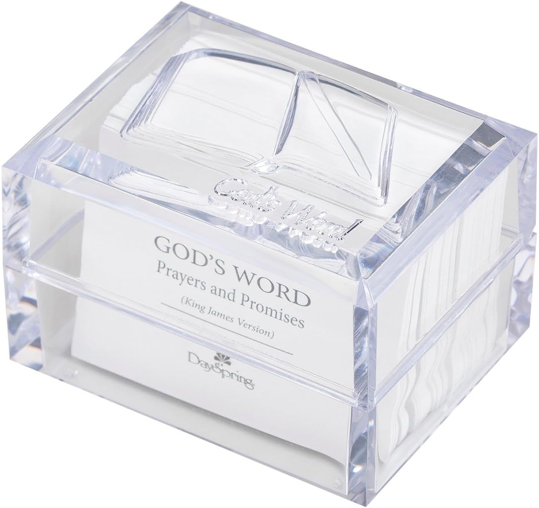 DaySpring - God's Word Promise Box: Prayers and Promises (King James Version) - Large Print Cards with Scriptures and Prayers (T9656) 3 3/4" x 2 1/2" x 2 3/4"