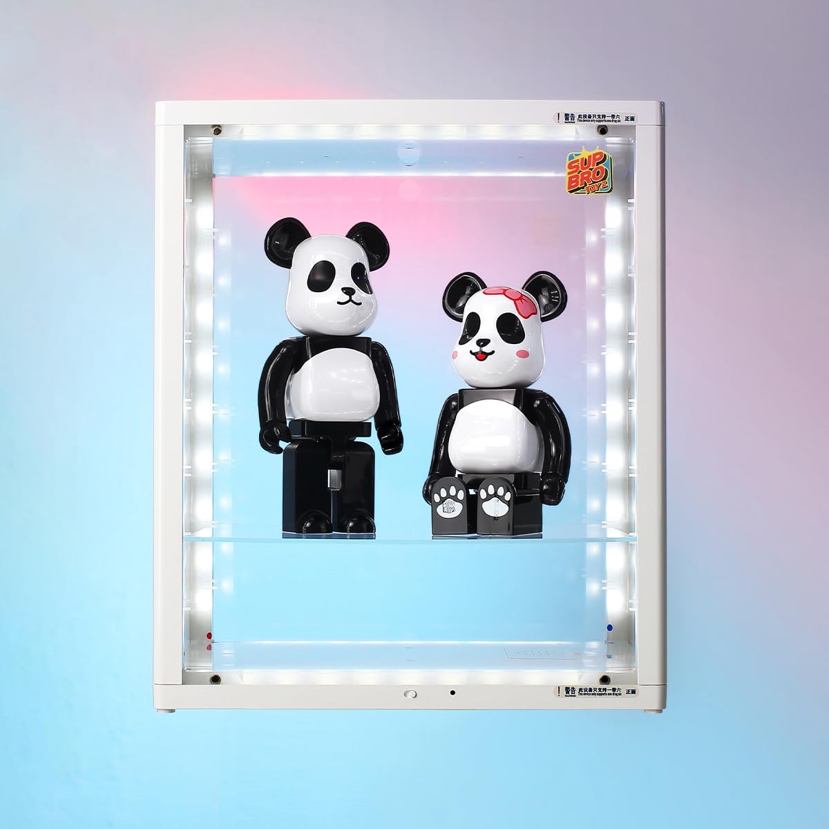 Private Label SupBro Led Clear Acrylic Display Box - Voice Control - Easy to Assemable Display Case, Stackable Show Case for Action Figures Toys, Collectibles Storage- ( 16.5 x 12.6 x 19.7inch (1pack), White) Ecommerce Ready Product