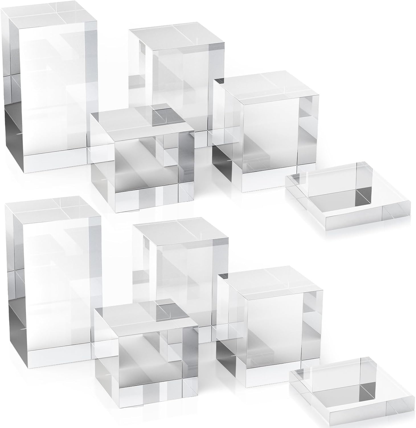 Marsui 10 Pcs Acrylic Cubes for Display Product Photography Props Transparent Acrylic Block Set for Boutique Jewelry Cosmetic Crafts Closet Show (Classic,5 Sizes)