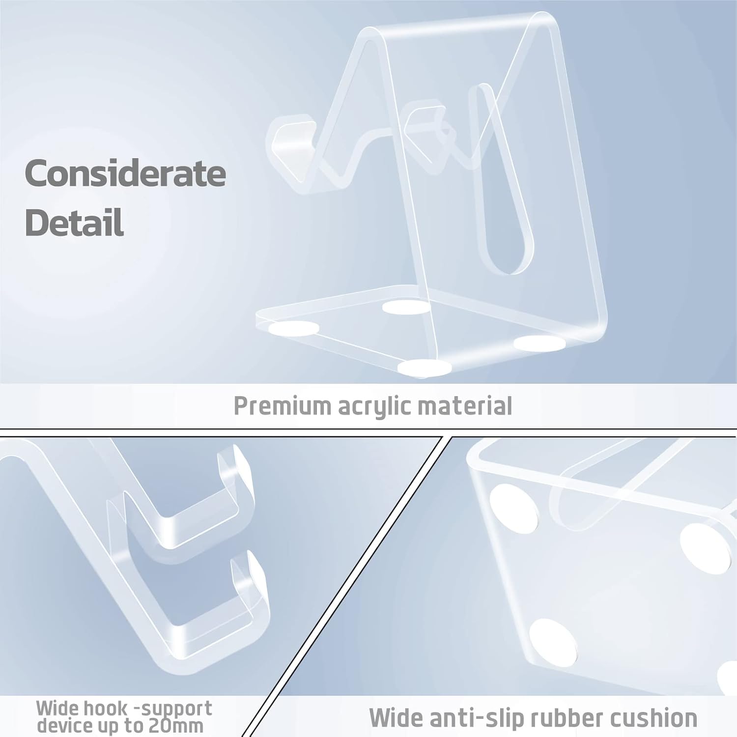 Private Label Urmust Acrylic Phone Stand for Desk, Clear Phone Holder, Office Accessory, Desk Decor, Compatible with iPhone 14/13/12 Pro Max Plus OEM Wholesale Manufacturer
