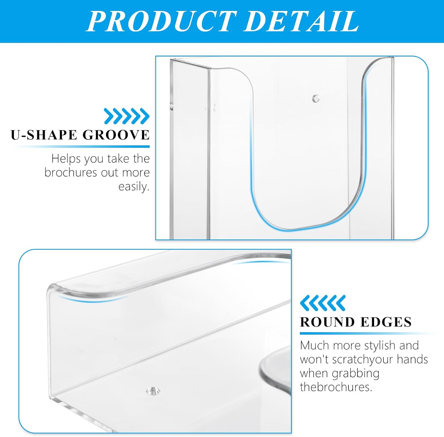 Wholesale 4 Pack Brochure Holder Wall Mount 8 x 11.5 Inch Acrylic Brochure Holder Flyer Holder Clear Flyer Holder Magazine Holder for Wall in Office, School, Exhibition China Factory Bulk Supply