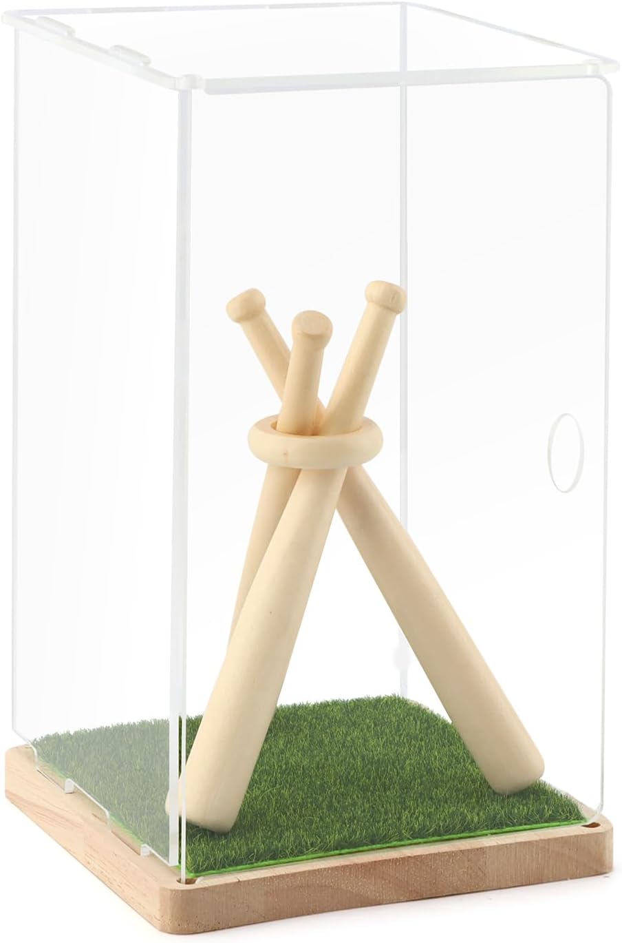 ODM Baseball Display Case with Stand Holder, Acrylic Box with Grass Pad Memorabilia Showcase Holder, Wooden Base for Balls, Autographed/Memorabilia Signed Baseball Clear Case Cube(Color:Clear) Custom Logo Service