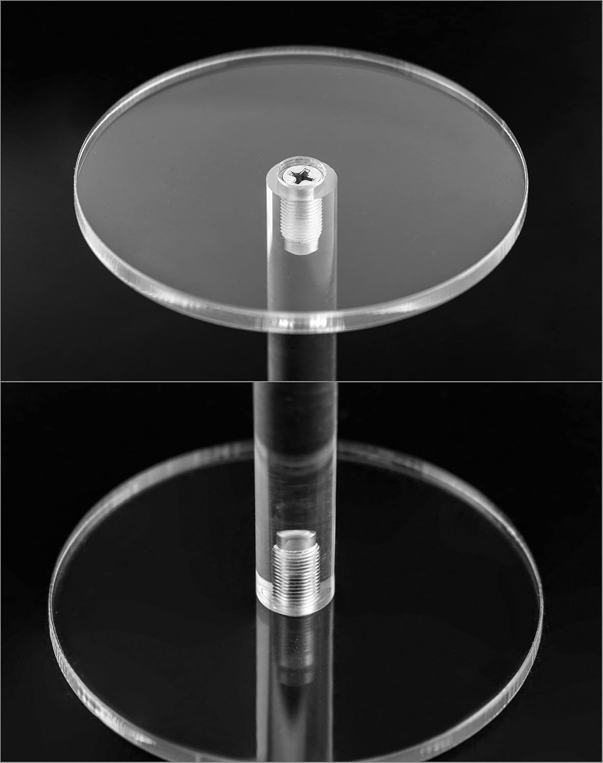 Private Label QWORK Round Acrylic Display Stand, Premium Clear Round Riser Stands, Set of 3 OEM Wholesale Manufacturer
