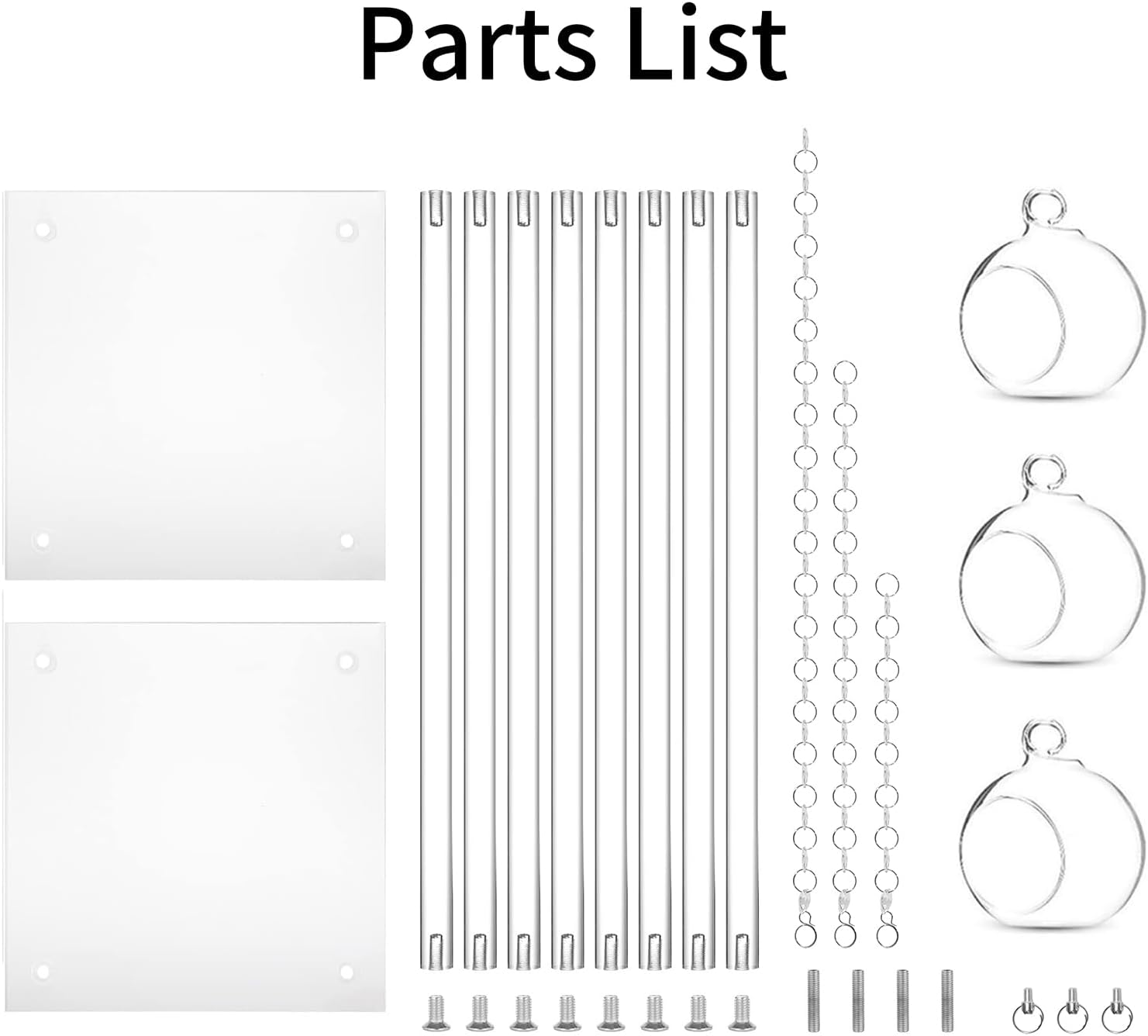 Private Label Clear Acrylic Vases Flower Stand Wedding Centerpieces with Hanging Glass Tealight Globe Candle Holders for Event Party Table Decoration Display Rack Column (2, 32 inch) OEM Wholesale Manufacturer