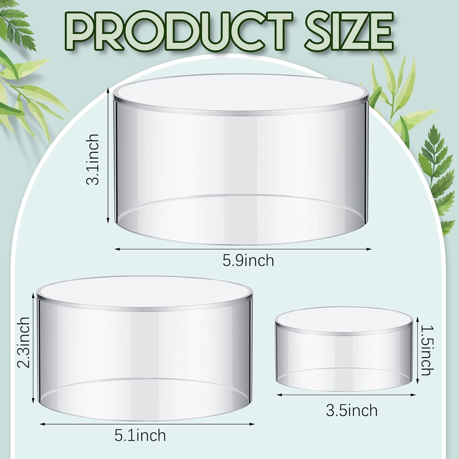 Private Label Jerify 6 Pcs Acrylic Risers Display Stands, 5.91'' 5.12'' 3.54'', Clear Round Nesting Pedestal Shelf with Hollow Bottom for Tabletop Jewelry Display, 3 Sized OEM Wholesale Manufacturer