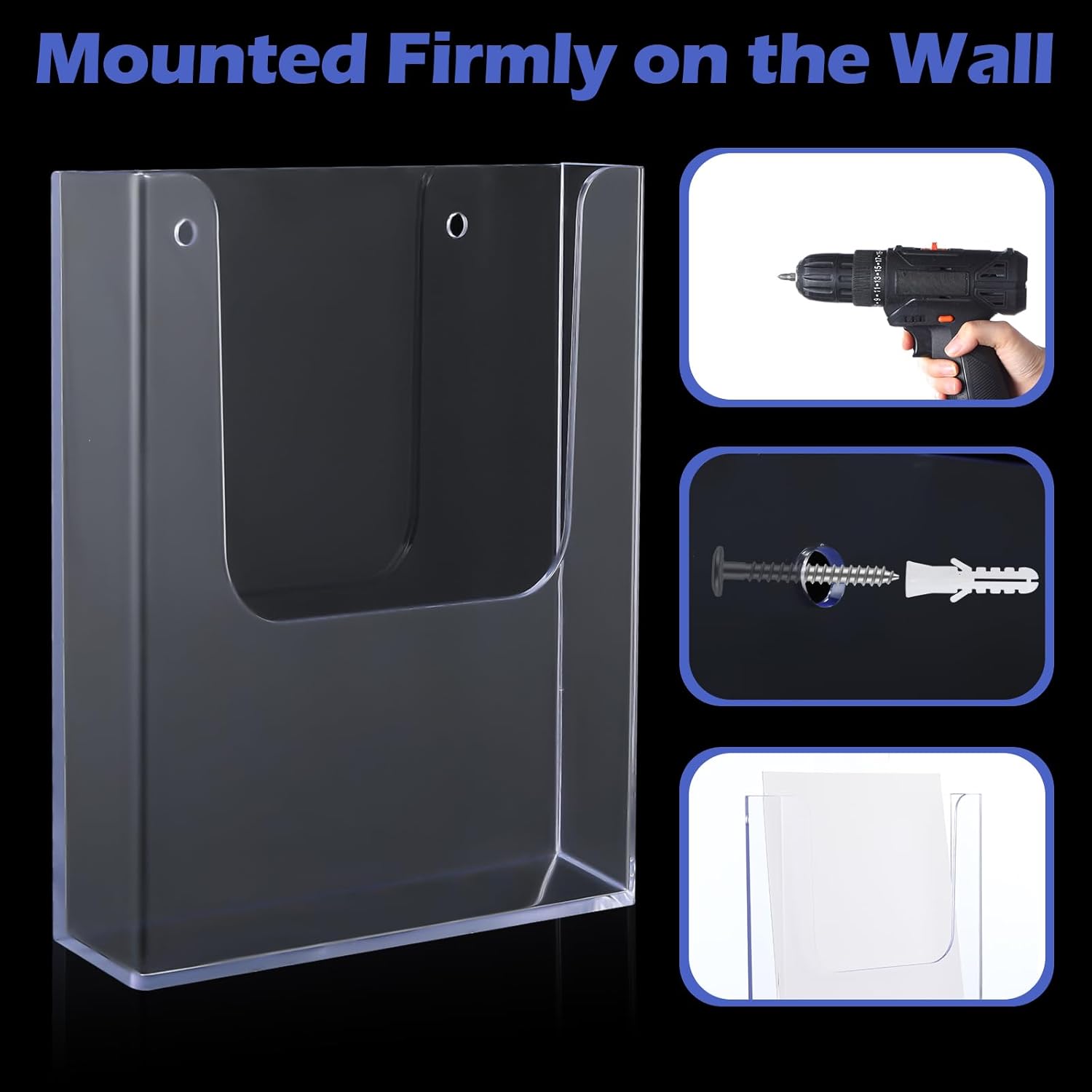Wholesale Ripeng 8 Pack Brochure Holder Wall Mount 8.5 x 11 Inch Clear Flyer Stand Acrylic Magazine Booklet Display Stand Plastic File Mail Literature Pamphlet Holder for Paper Organizer Rack Display China Factory Bulk Supply