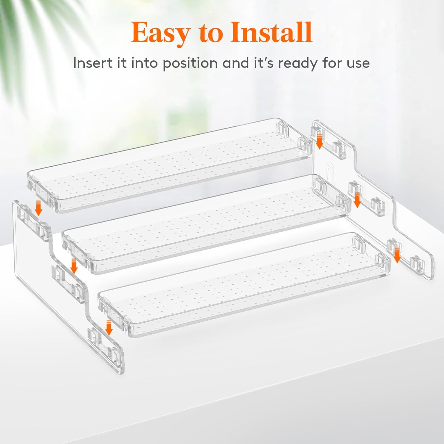 Private Label Lifewit Plastic 2 Pack 3-Tier Spice Rack, Clear Spice Organization for Cabinet, Counter, Organizer Shelf for Condiment, Seasoning, Syrup, Liquor, Medicine and Perfume for Kitchen, Pantry, Bar, Bath Dropshipping Friendly