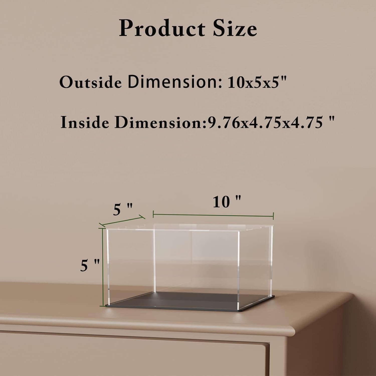 Wholesale OEM ODM Clear Acrylic Display Case with Matte Black Base, Simple Self-Assembly Dust-Proof Showcase, Countertop Display Box for 1:24 Diecasting Model Cars (10x5x5 inch) Factory & Supplier