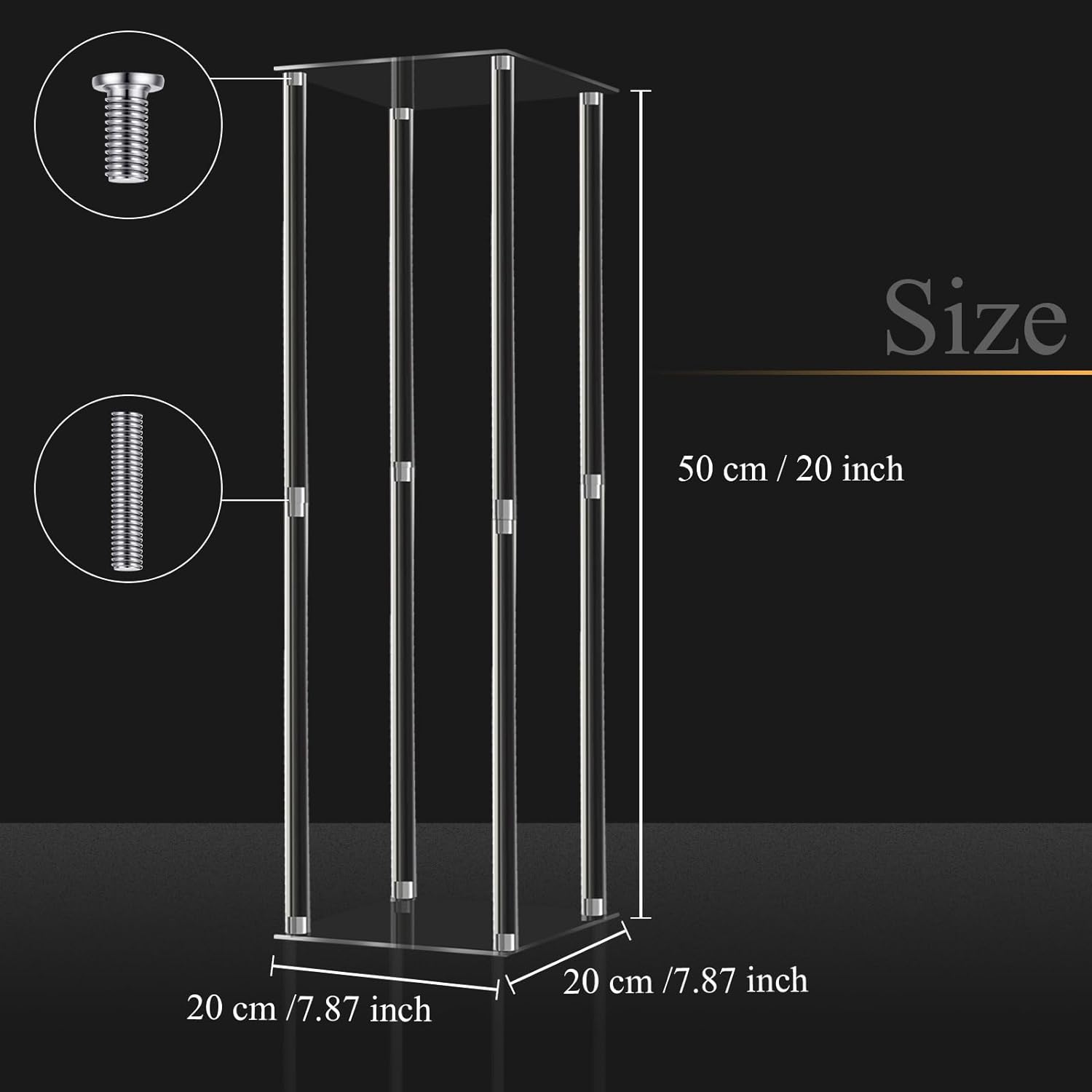 Private Label Geetery 4 Pieces Tall Acrylic Vase Wedding Centerpieces Clear Flower Stand Column Geometric Floral Vase Elegant Display Holder for Birthday Party Wedding Table Decorations (20 Inch) OEM Wholesale Manufacturer