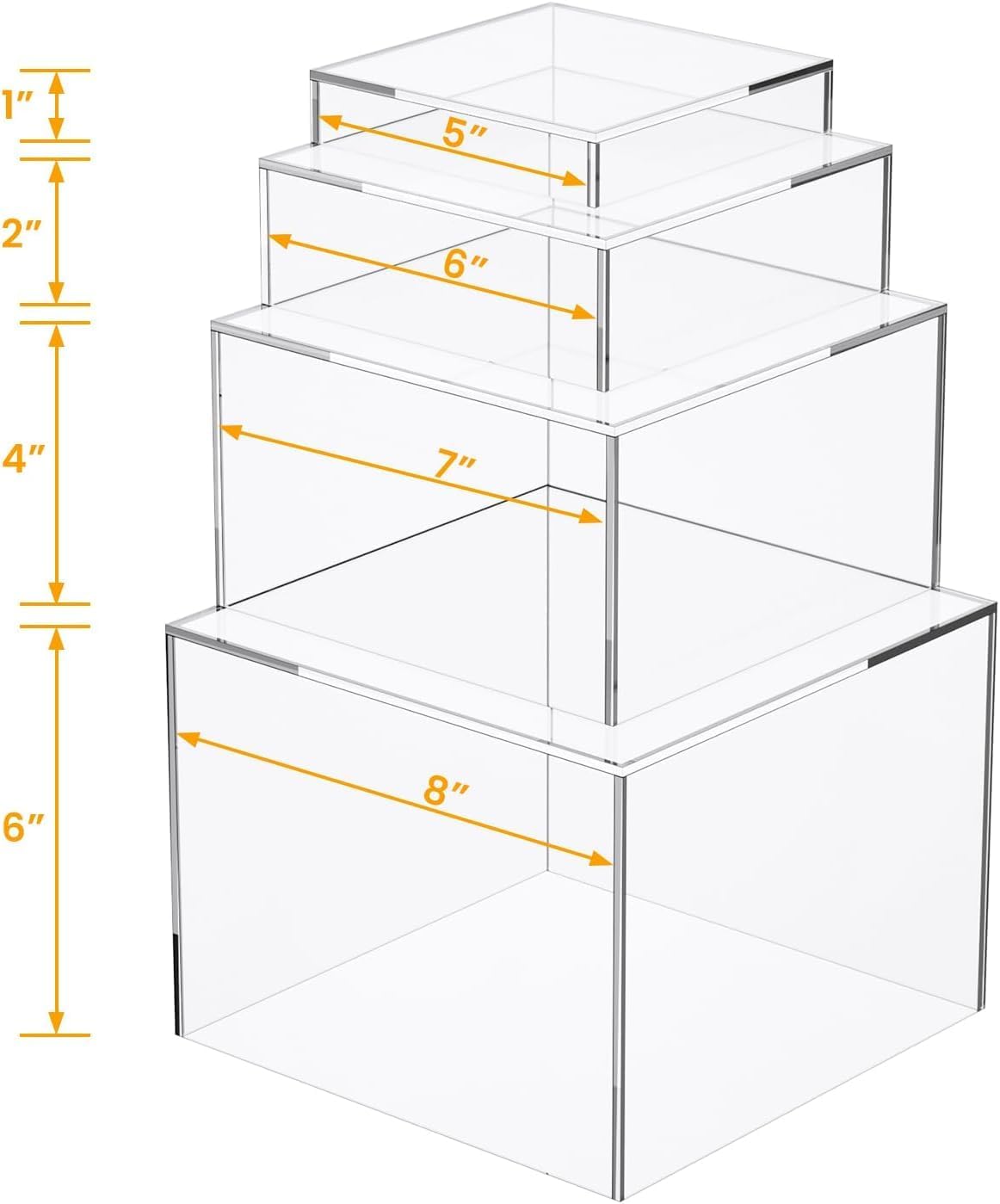 ODM Set of 4 Crystal Clear Acrylic Boxes Cube Display Buffet Nesting Risers with Hollow Bottoms Custom Logo Service