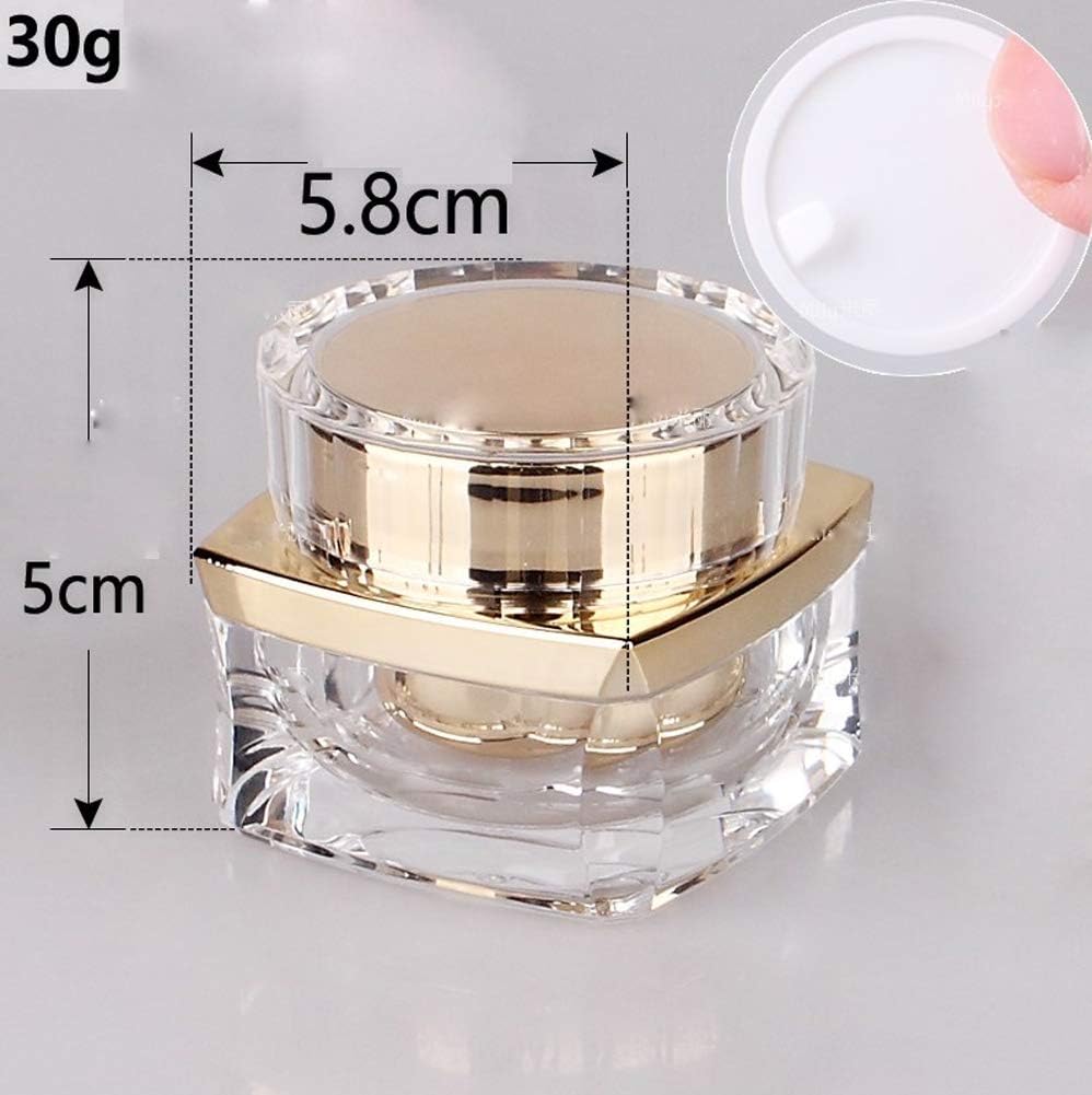 Private Label 1PCS 30G/1oz Cosmetic Jar Acrylic Cosmetic Bottles With Screw Lid and PP Liner Storage Case Jar Pot Cream Holder for Sample Lotion Essence Emulsion Makeup Face Cream(Clear Golden) Custom Logo Service