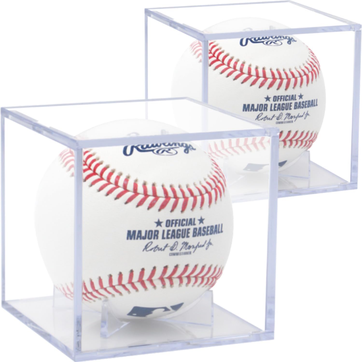 (2 Count) Display Zone Baseball Cube - Crystal Clear UV Protected Acrylic Display Case Box - Autographed Game Ball Holder (Fits Official Size MLB Ball) - Signed Baseball Memorabilia Storage