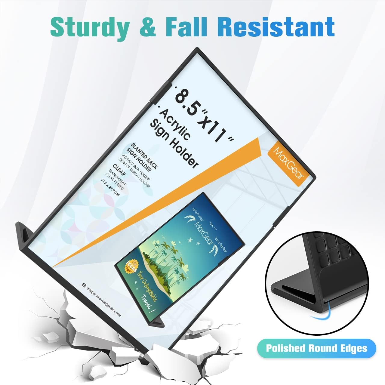 Wholesale MaxGear Fall Resistant Acrylic Sign Holder 8.5 x 11 Inches 3 Pack, Slant Back Table Flyer Menu Display Stand, Heavy Duty Plastic Acrylic Sign Frame Paper Holder for Business, Store, Restaurant, Black China Factory Bulk Supply