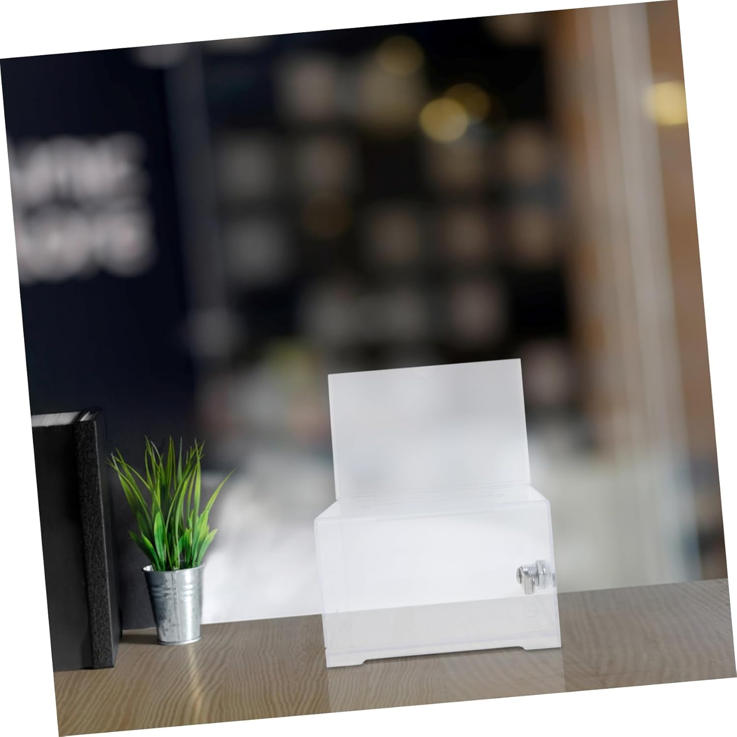 Private Label Card Storage Box for Exhibitions Acrylic Business Card Display Lockable Voting Box Custom Mold Development