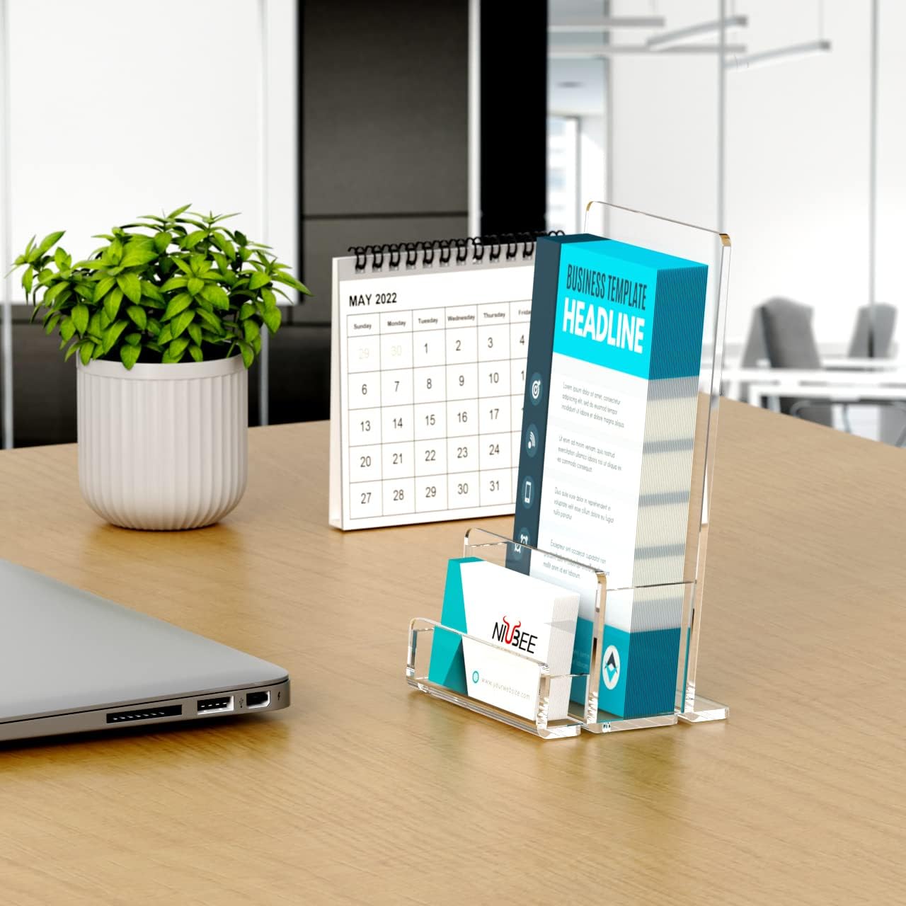Wholesale NIUBEE 2-Pack Acrylic Brochure Holder 4‘’ , Clear Brochure Display Stand with Acrylic Business Card Holder, Plastic Flyer Display Stand for Magazine, Pamphlet, Booklets, Menu, Journals, Business Card China Factory Bulk Supply