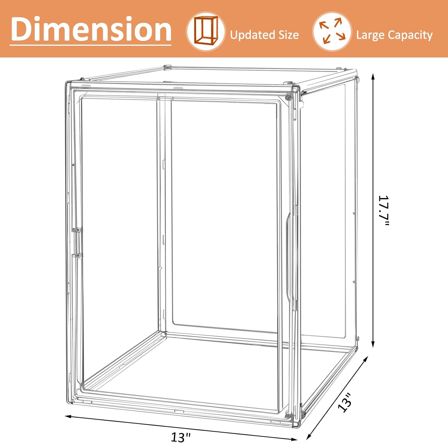 ODM Extra Large 17.7"X13"X13" Clear Acrylic Organizer Box Display Case, Plastic Holder with Magnetic Door for Figures, Books, Handbags, Purses, Boots(1 Pack) Custom Logo Service