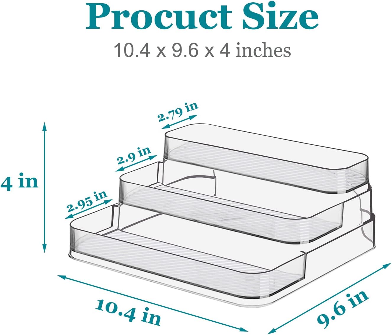 Private Label 2pcs Acrylic Rack, No Assembly Clear 3 Tier Condiment Bottle Shelf Vanity Organizer for Cabinet Kitchen Bathroom Dropshipping Friendly