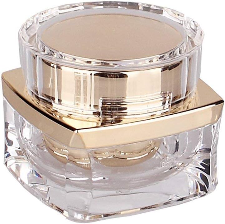 1PCS 30G/1oz Cosmetic Jar Acrylic Cosmetic Bottles With Screw Lid and PP Liner Storage Case Jar Pot Cream Holder for Sample Lotion Essence Emulsion Makeup Face Cream(Clear Golden)